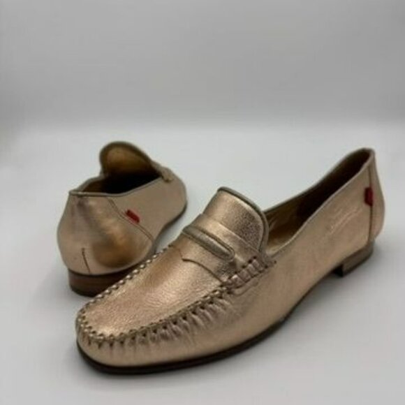 Marc Joseph NY Rose Gold Leather Loafers Flats Swan Street Metallic Size 8 - Picture 2 of 14